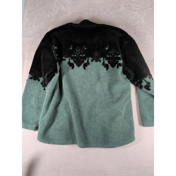 Black Diamond Fleece Button Coat Jacket Women's Medium Green Black USA Outdoor - Picture 10 of 10